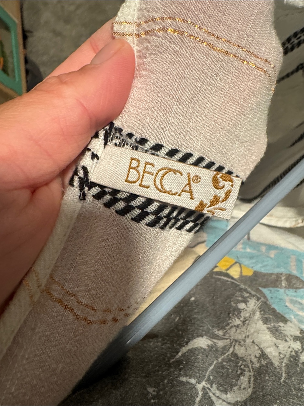 BECCA swim coverup with Black and gold Vertical Stripes - Picture 3 of 3